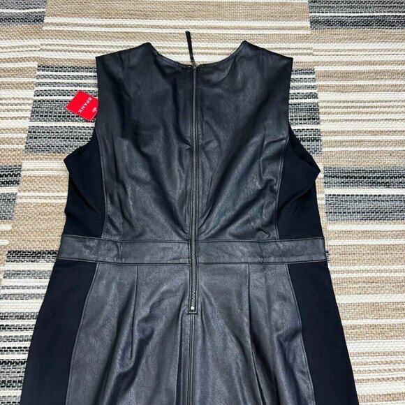 Spanx Women Leather-Like Combo Fitted Dress Sleeveless Luxe Black Size XL - Picture 5 of 14
